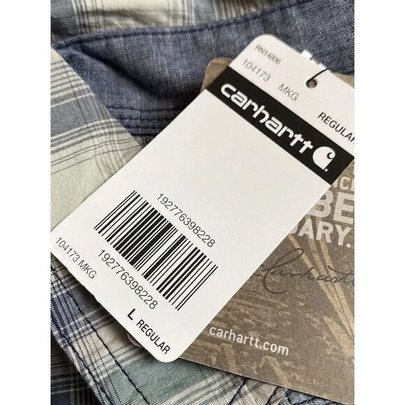 Carhartt Force Mens Sz L Rugged Flex Relaxed Fit Button Front Plaid Shirt NWT - Picture 7 of 9